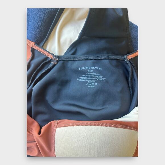 Summersalt Black and Brown One Piece Swimsuit V-Neck Color Block - Picture 7 of 9